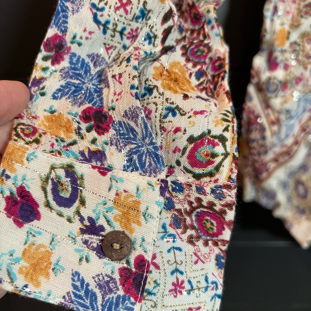 #396A NWT Free People Rafa Multicolor Patterned Blouse - Picture 8 of 8